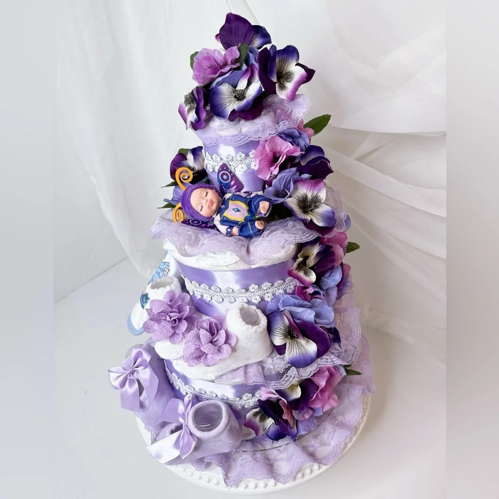 Flowers Diaper Cake, Butterfly Cake
